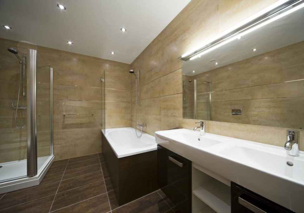 Updated bathroom lighting and fixtures